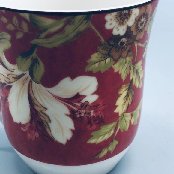 lutece 222 fifth coffee cup mug floral red fine China gold trim 4x5" READ - Picture 3 of 7